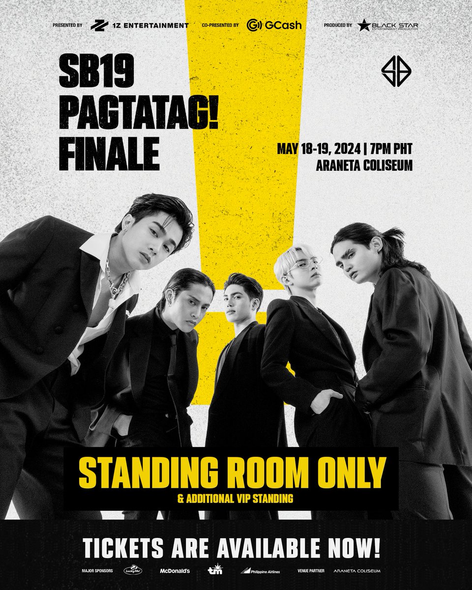⚠️ SB19 PAGTATAG! FINALE ADDITIONAL TICKETS May 18-19, 2024 7PM Araneta Coliseum Good news, A'TIN! STANDING ROOM ONLY tickets are now available! Additional seats are still up for grabs. Secure your tickets at ticketnet.com.ph. #SB19 #PAGTATAG #SB19PAGTATAG