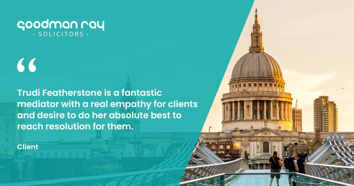 🎤'Trudi Featherstone is a fantastic mediator with a real empathy for clients and desire to do her absolute best to reach resolution for them.'

Want to share your experience? Click here to leave a review 👇
g.page/r/CQv1YXQ5qxof…

#GoodmanRaySolicitors #ClientTestimonial