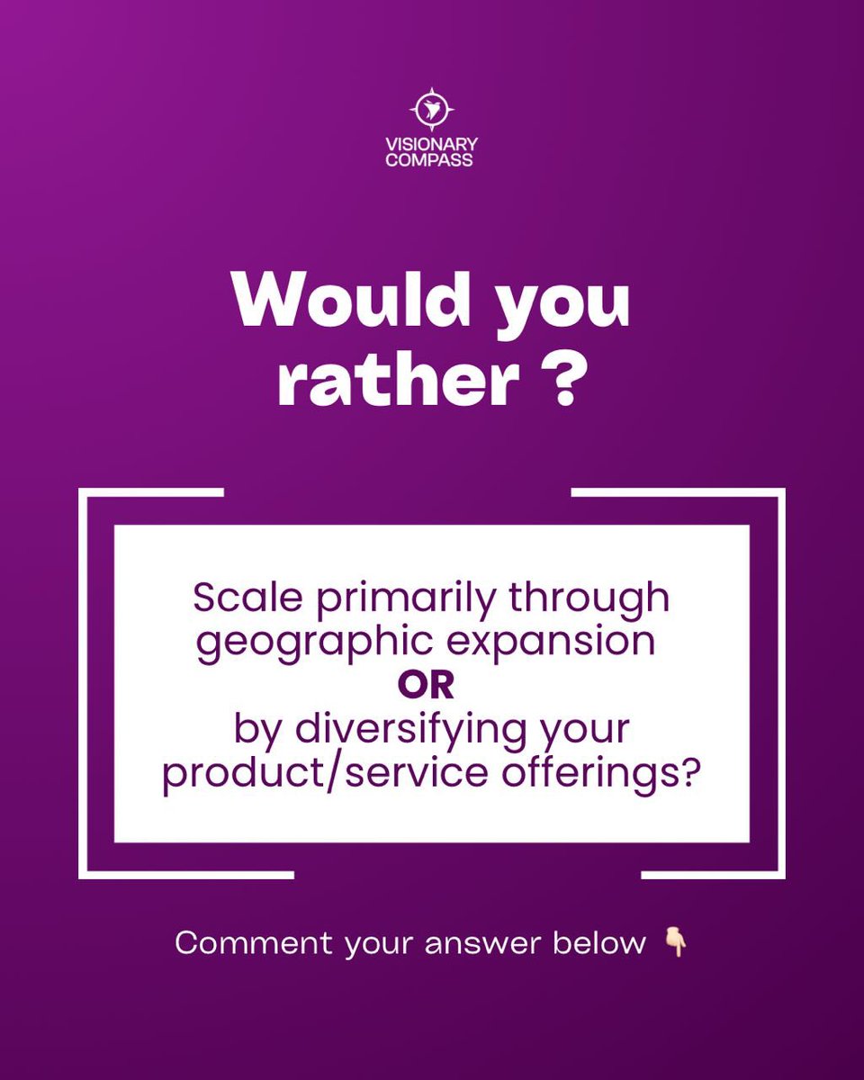 Hey Visionaries, come closer. 

How would you prefer to scale? 

Drop your answer & thoughts in the comment section below👇

What way have you scaled your business in the past?

#VCAP #Visionaries #Thisorthat #Entrepreneurship #Wouldyourather #ScalingBusiness #BusinessGrowth