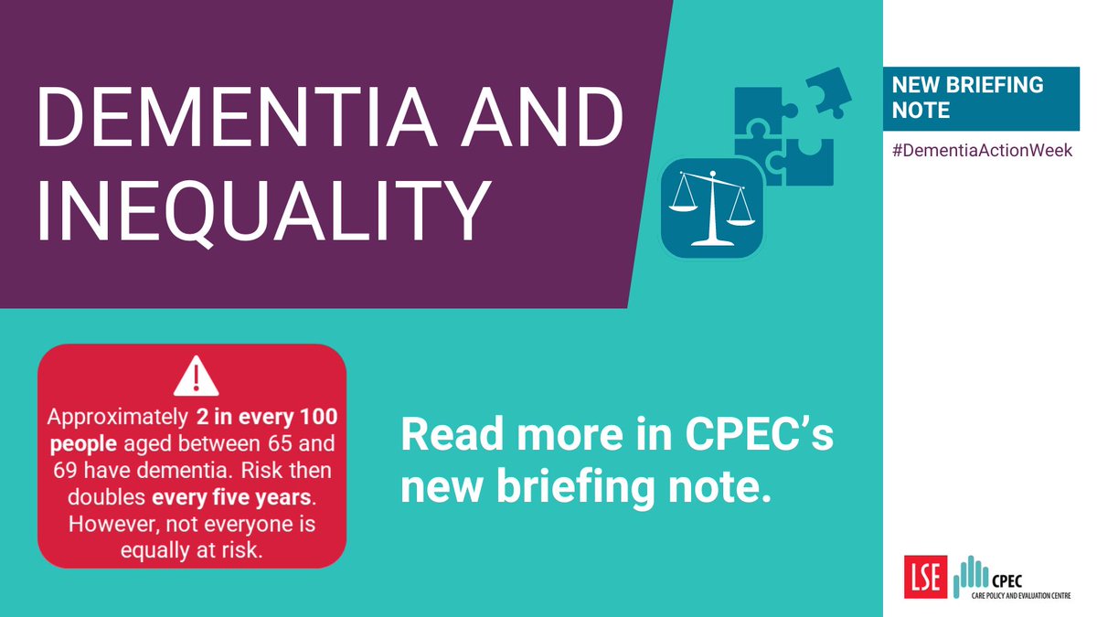 NEW BRIEFING: The number of people w/ #dementia in Engand is expected to more than double in the next 25 yrs.📈 However, not everyone is equally at risk + there's unequal access to care. This #DementiaActionWeek, we share CPEC's work on #dementia + linked disparities. READ.👇