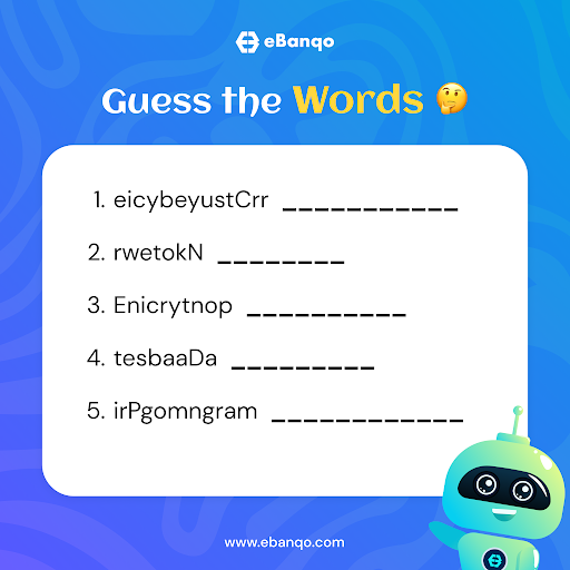 How much tech Lingo do you know? 🤓 Guess and rearrange the tech words and let us know how many you got right, down in the comment section below.👇

Let the games Begin!

#TGIF
#guesstheword
#wordgames
#ebanqo