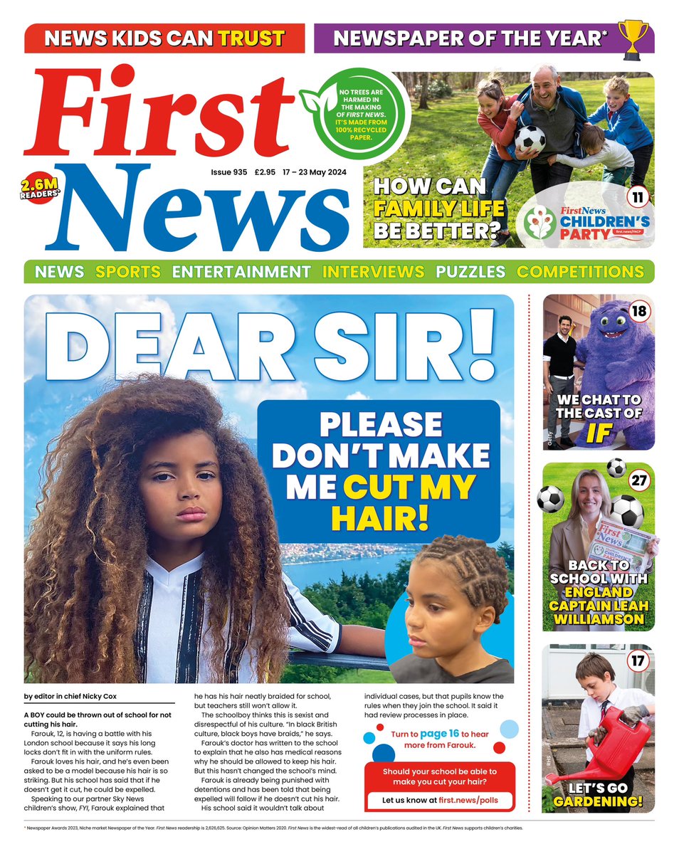 Teachers, parents and kids. Interested in your views. Farouk faces exclusion from school for not cutting his hair, which he says is part of his cultural identity. He braids it neatly for school (inset) but the headteacher says his hair still breaks uniform rules. Please comment.