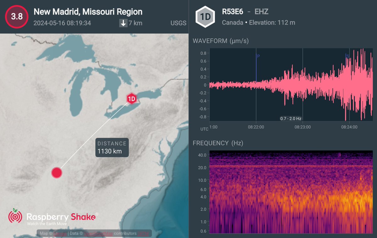 #Earthquake recorded on the #RaspberryShake #CitizenScience seismic network. See what's shaking near you with the @raspishake #ShakeNet mobile app