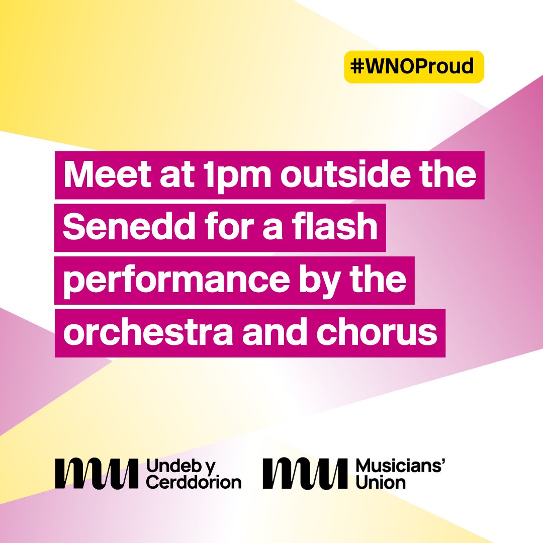 This coming Tuesday (21st May) members of the orchestra and chorus of Welsh National Opera will be giving an impromptu performance on the steps of The Senedd in Cardiff Bay. Protesting against Arts Council cuts to our funding. Please come and support us #SaveOurWNO 🏴󠁧󠁢󠁷󠁬󠁳󠁿🏴󠁧󠁢󠁷󠁬󠁳󠁿🎺🎵