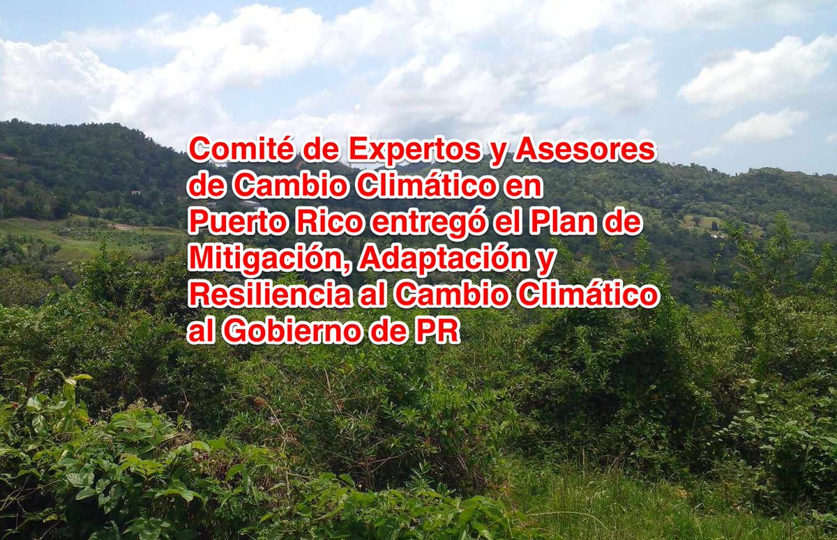 El Comité de Expertos y Asesores al Cambio Climático de PR @climaticopr está disponible para dialogar, y deseamos que con premura la Legislatura y el gobierno consideren el Plan de Mitigación, Adaptación y Resiliencia al Cambio Climático en #PuertoRico como una herramienta