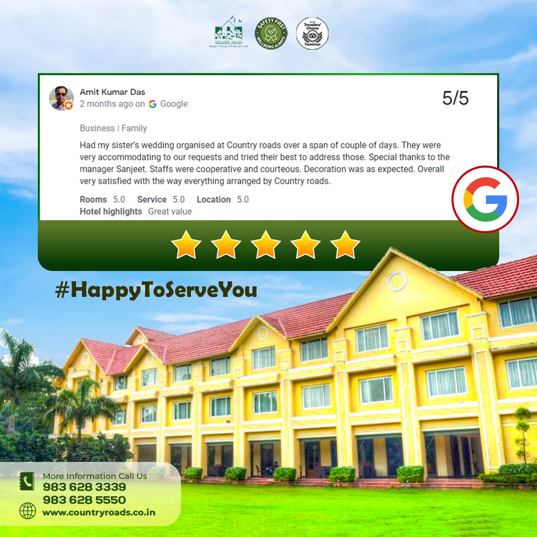 We are Thankful to Our Happy Customer for Sharing His Wonderful Experience at 𝐂𝐨𝐮𝐧𝐭𝐫𝐲 𝐑𝐨𝐚𝐝𝐬.
🌐 countryroads.co.in
#CountryRoads #countryroadsresort #ClientTestimonial #CustomerTestimonial #HappyCustomer #HappyClient #CustomerReview #happytoserveyou #HappyToServe