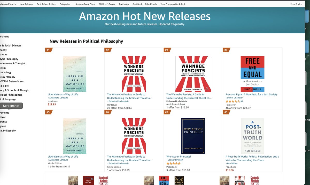 Woo! Liberalism as a Way of Life is #1 on Amazon for new releases in political philosophy. 🎉🪩 @PrincetonUPress