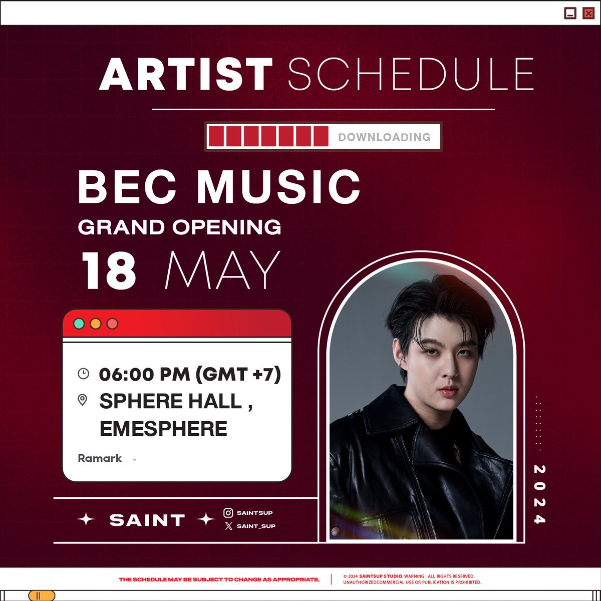 เซ้นต์ ศุภพงษ์ ร่วมงาน BEC Music Grand Opening 🗓️ 18 MAY 2024 ⏰ 4.30 PM 📍ศูนย์การค้า EMSPHER ชั้น 5 📢 มีรวมพลหลังจบงาน #.BECmusicXSaint BEC MUSIC WITH SAINTSUP #Saint_sup #MingEr