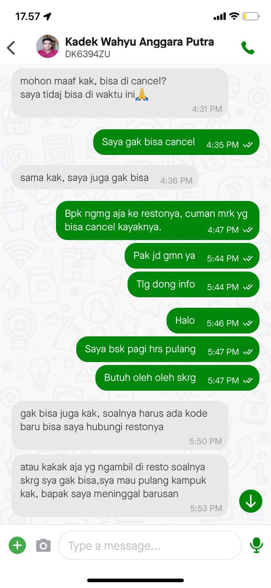 smaradanis's tweet photo. @gojekindonesia halo mohon bantuannya untuk ticket #188248249. Saya order GoFood namun driver tidak dapat melakukan pick up. Dari sisi saya, maupun driver, maupun merchant tidak ada yang bisa cancel. https://t.co/knhmgu8Ek6