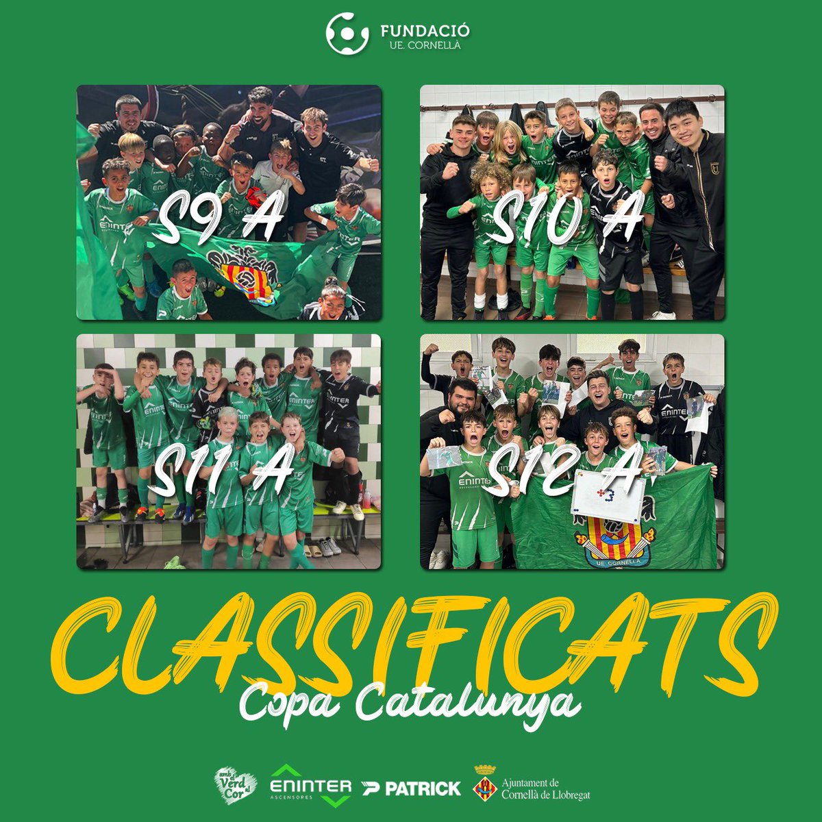 FundacioUEC's tweet photo. #FutbolBase • 𝗖𝗟𝗔𝗦𝗦𝗜𝗙𝗜𝗖𝗔𝗧𝗦! 🔝💚

🏆 La #FundacióUEC es troba entre els tres únics equips de Catalunya que aconsegueix classificar tots els seus equips de F7 (categoria Preferent) per disputar 𝗖𝗢𝗣𝗔 𝗖𝗔𝗧𝗔𝗟𝗨𝗡𝗬𝗔! 😍

#Ambelverdalcor 💚 https://t.co/38wO6jeDQb