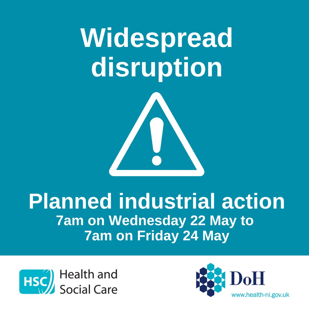 The Department of Health has advised patients that the health service will experience widespread disruption next week due to a two day strike ➡️ health-ni.gov.uk/news/statement…