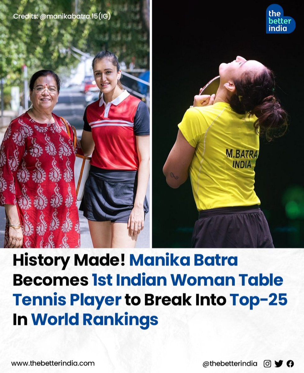 Manika Batra smashed her way to a career-high world ranking of No. 24 after a stellar performance at the Saudi Smash tournament in Jeddah.