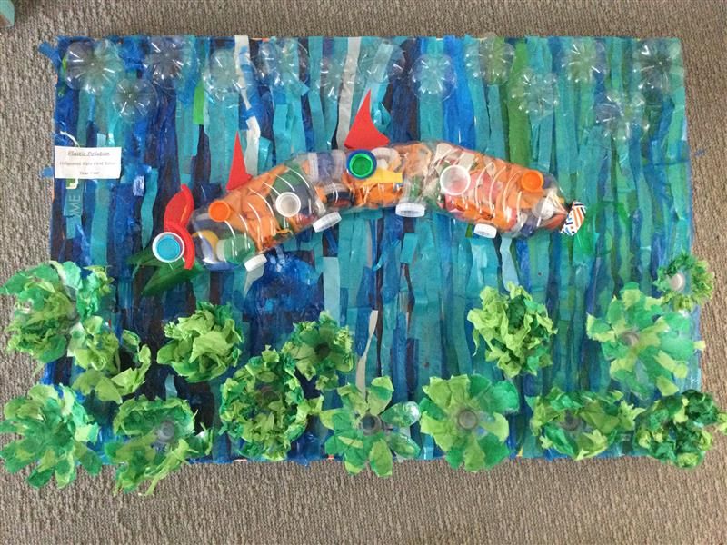 Year 4 have had an interesting week using plastic to create new and exciting pieces of artwork. Not only did they create their own pieces, but they also worked together as a year group to create this masterpiece...