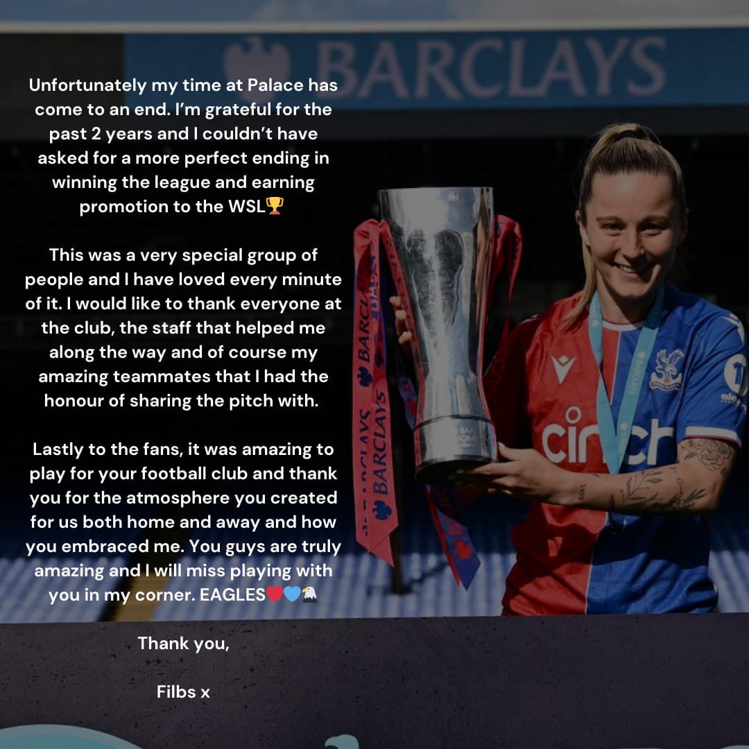 Thank you @cpfc_w for everything🦅 Wishing you all the best for the future ❤️💙