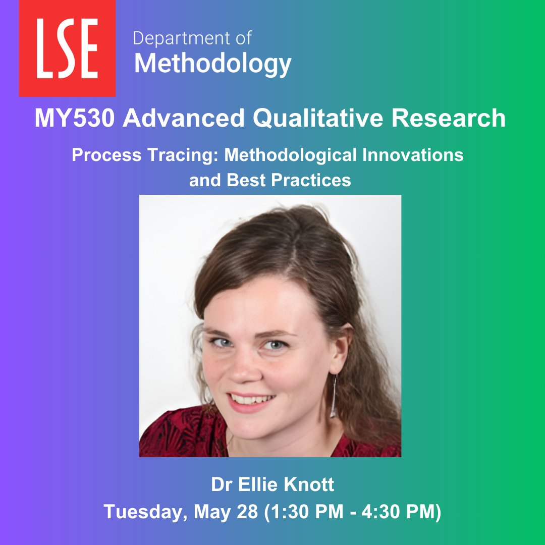 🚨 Dr @ellie_knott's workshop on Thursday 23 May is sold out, but don't worry - she is hosting another workshop! This introductory session will also include group exercises to help participants learn and apply process tracing techniques. Register here 👉 shorturl.at/P0HVl