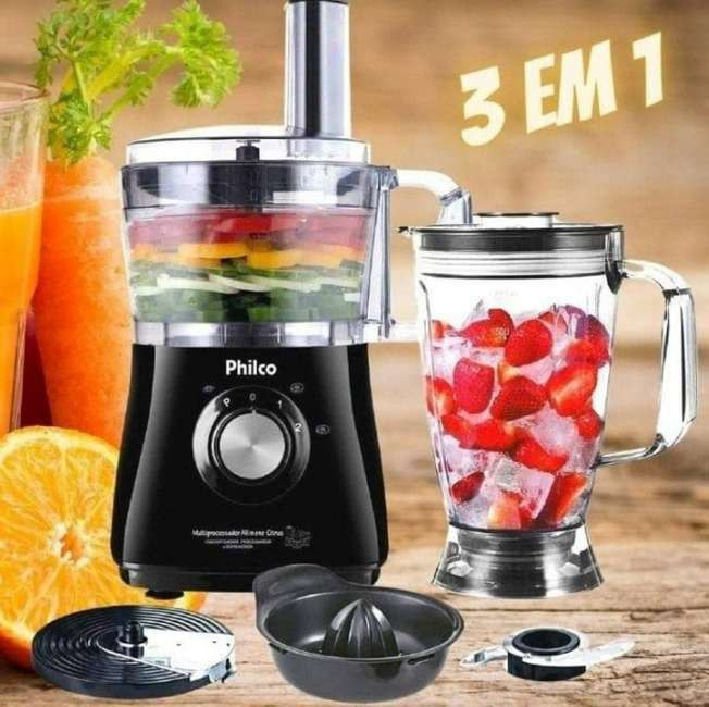 Multiprocessador All In One Citrus 3 em 1 PHILCO 1000w Preto 127v