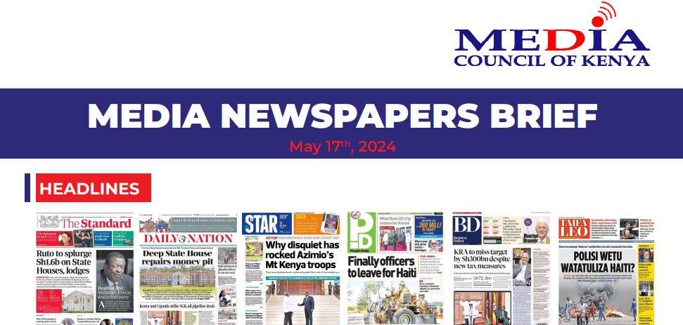 The @StateHouseKenya budget for the 2024/25 financial year, disquiet in #AzimiolaUmoja over leadership, and Kenya sending its first team of about 200 police officers to #Haiti were top stories in today’s dailies. 👉tinyurl.com/bde49sbj #MediaObserverKE @MediaCouncilK