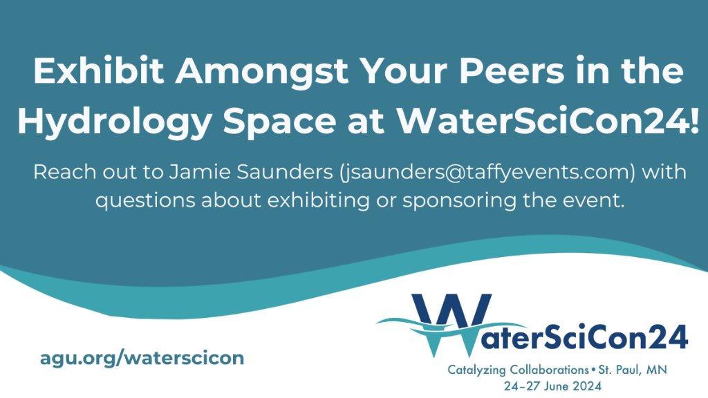 Join us at #WaterSciCon24 in Saint Paul, MN, 24-27 June! Exhibit among top hydrology experts and expand your network. Contact Jamie Saunders at jsaunders@taffyevents.com for details. 👉 More info: lite.spr.ly/6009B8it