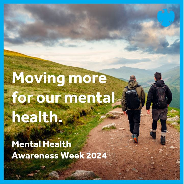 Mental Health Awareness Week is all about moving our body to help our mind 🧠   If you ever need us, we’re here to help too! Find more tips on managing your mental wellbeing here barclays.co.uk/mental-health/   #MentalHealthAwarenessWeek