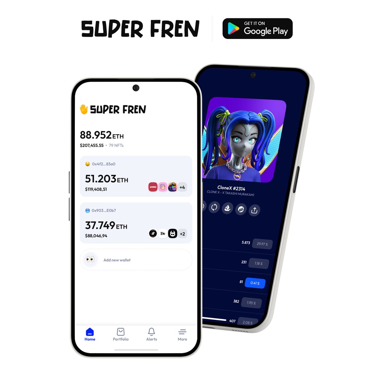 👋 Hey frens,

Super Fren, our NFT portfolio tracker, is now available on #GooglePlay. Download it now to effortlessly track your #NFTs with ease, speed, and accuracy! 😍⚡😎

👉 play.google.com/store/apps/det…