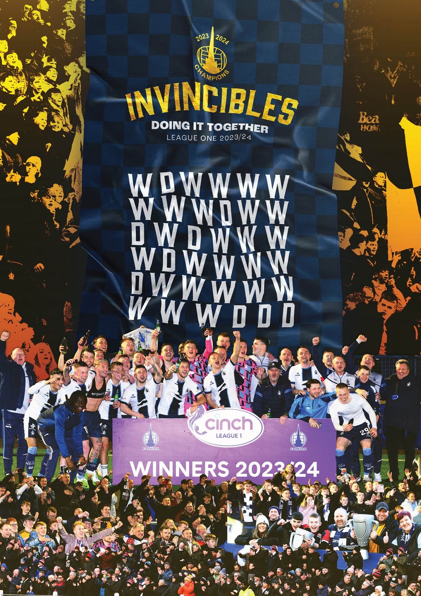 🏆 Just a wee reminder... We are invincible. 🎟️ Another reminder that the season ticket early bird period runs until the 31st May. More than 2,300 of you already have your ticket for the navy blue train. 🚂 All aboard as we head to the Championship 👉falkirkfc.co.uk/2024/04/30/all…