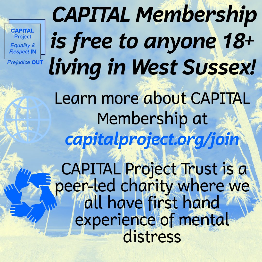#CAPITALProjectTrust holds monthly meetings for our #EasternLocalityMembers in #Worthing. This is a great chance to meet new people and share experience of living with #mentalhealth in #WestSussex and learn new techniques from your #peers. We hope to see you there!