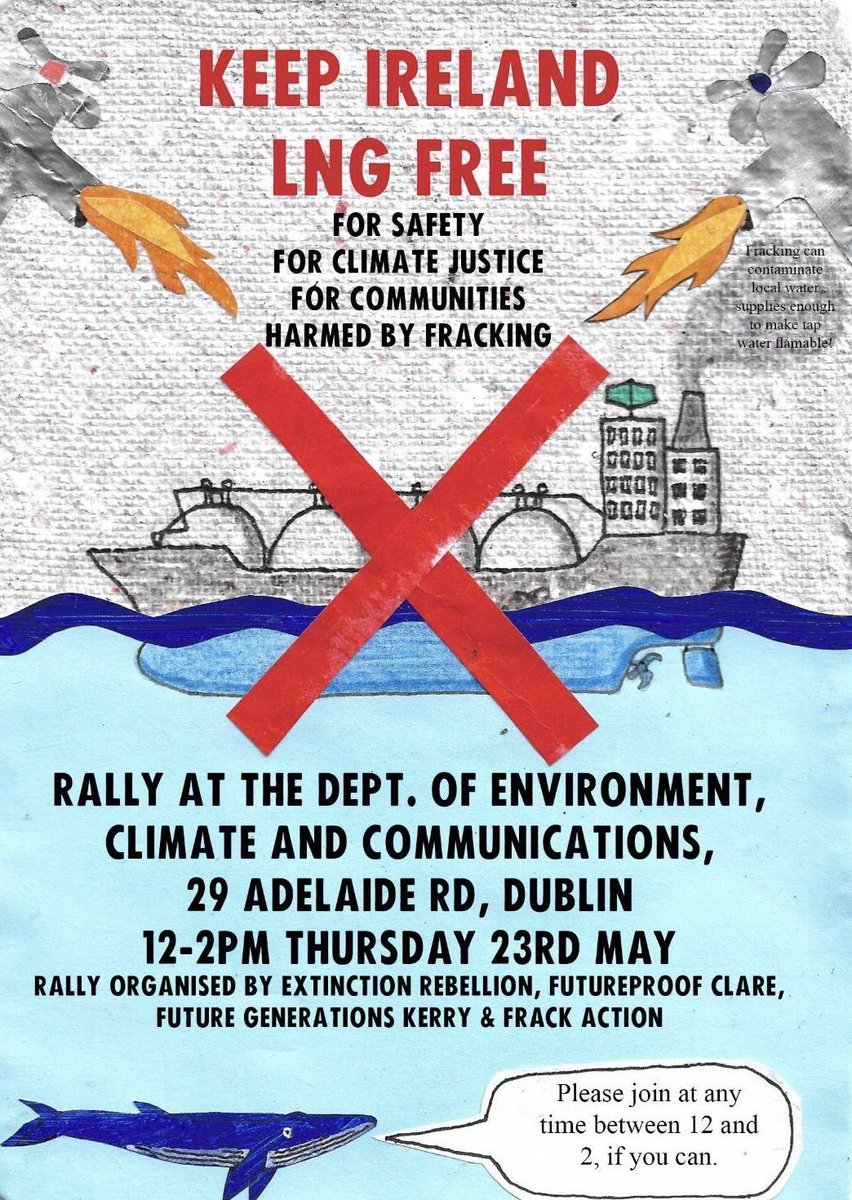 🚨 KEEP IRELAND LNG FREE 🚨 ✊Join our rally on Thursday 23rd May 12-2pm at the Department of Environment, Climate, and Communications, 29-31 Adelaide Rd, Dublin 2.