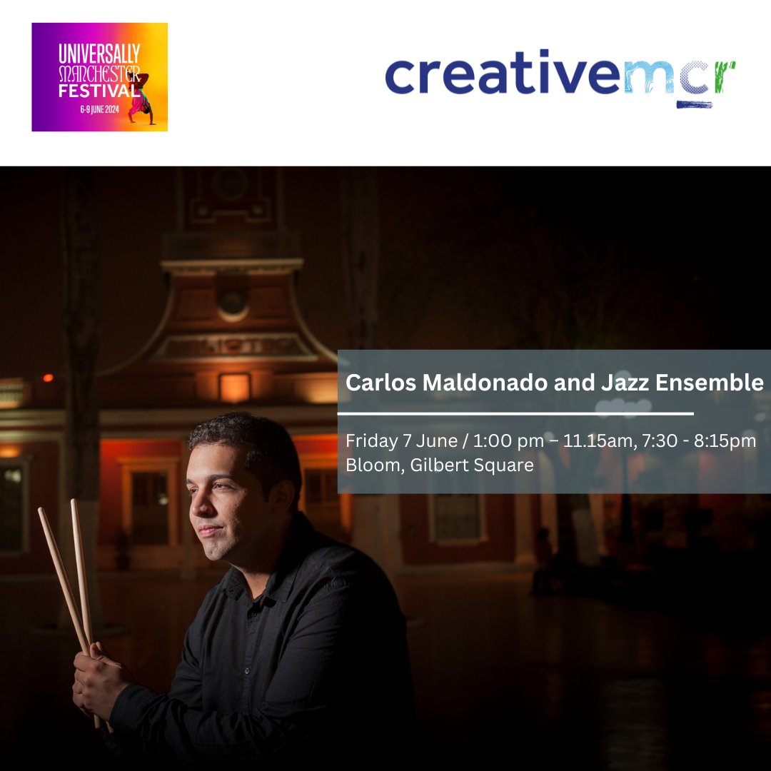 In 2 weeks, 4-time Grammy winner Carlos Maldonado comes to #UoM200 for 2 performances! He teams up with @officaluom’s jazz ensemble for funk, soul, rhythm & blues, & Latin classics. Don’t miss it! 📍On the Green, Gilbert Square 🗓7 June ⏰1pm–1:45pm, 7:30pm–8:15pm