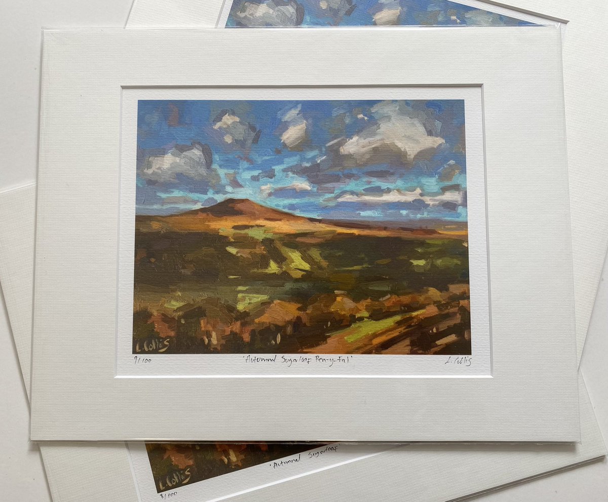 I now have a new limited edition print of Sugarloaf Pen y Fal available in my studio, framed or unframed. And on my website (unframed) I’m really pleased with the autumnal colours and clouds in this painting, the original is also available. louisecollis.com/shop-NCEmr/lim…
