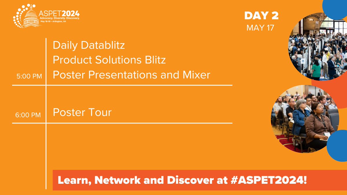 It’s Day 2 of #ASPET2024! We have a full day of scientific sessions, beginning with our Business Meeting. We’re very excited for the government panel with experts discussing the Cancer Moonshot Initiative. Stay tuned for highlights! #pharmacology