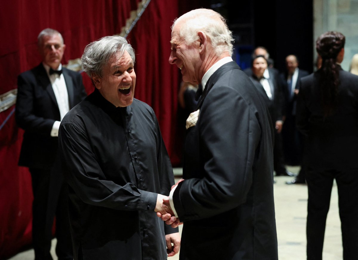 The King stunned and delighted the audience walking across the Royal Opera House stage hand in hand with performers at a gala to celebrate the end of Sir Antonio Pappano's 22-year tenure as music director of The Royal Opera.