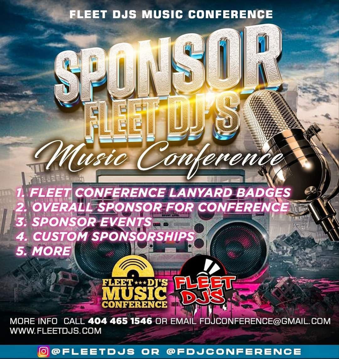 The 13th annual  @fleetdjmusicconference is going to Orlando,Florida. for 4 days, July 18th-22th . Be an official sponsor for the conference. For information call 404 465 1546 or Email fdjconference@gmail.com . Be a part of the number one networking event