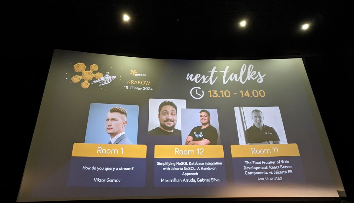 rmehmandarov's tweet image. So many great options for this slot at @GeeCON: @gAmUssA, @maxdearruda & @GabrielS_Java, @ivar_grimstad. What a lineup! 🤩🤩🤩