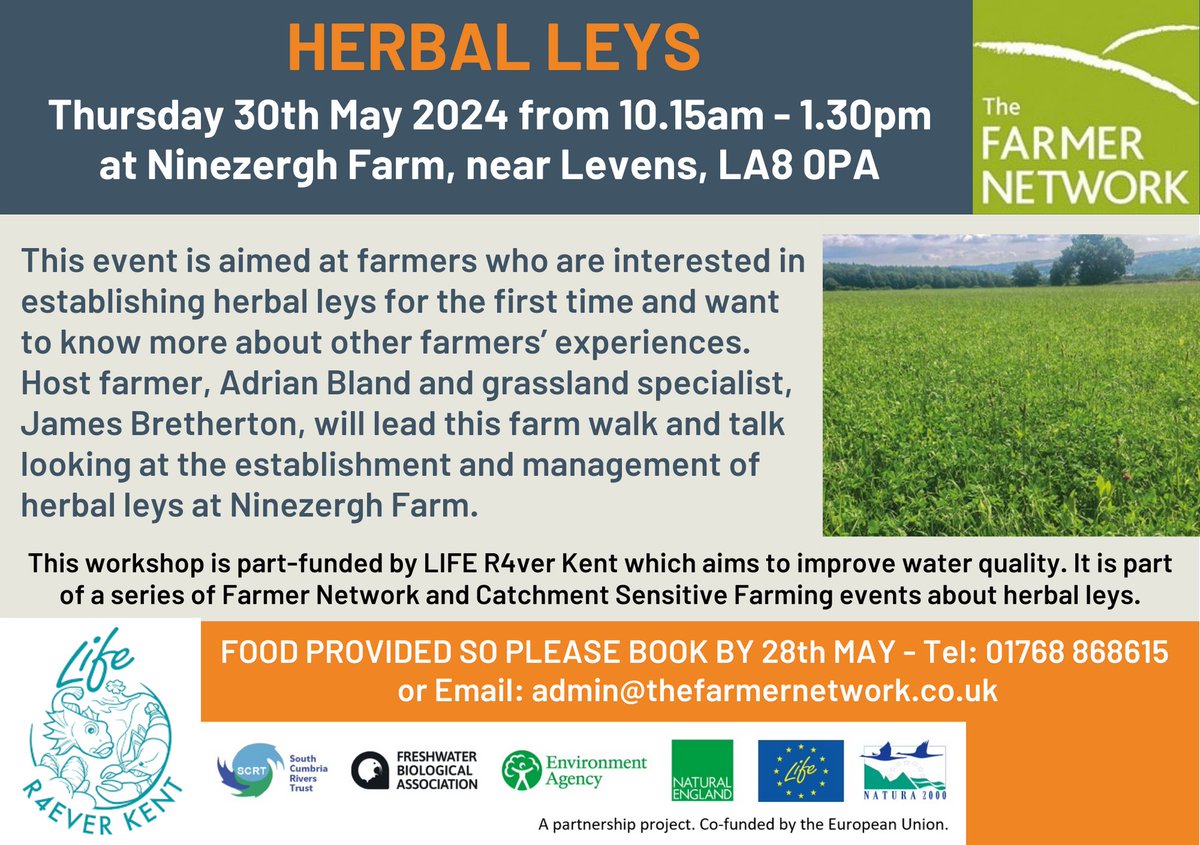 📢 Check out this free event aimed at #farmers interested in establishing #herbal #lays for the first time. The workshop includes a #farm walk and talk at #Ninezergh Farm, and free lunch! drop us an email to book your place at: mailto:admin@thefarmernetwork.co.uk