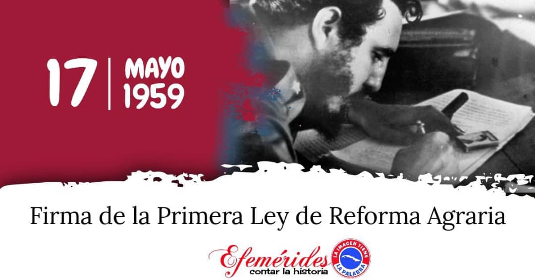 El 17 de mayo de 1959 se firmó la Ley de Reforma Agraria y fue una mujer negra la primera persona en recibir el título de propiedad de la tierra. Ese día comenzó a gestarse la creación de la @FMC_Cuba #MujeresEnRevolución #GenteQueSuma