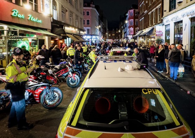Local policing team in Soho responded to concerns from residents and businesses after reports of anti-social behaviour connected to a group of motorcyclists. Officers attended, fixed penalty notices issued and one motorbike was seized.