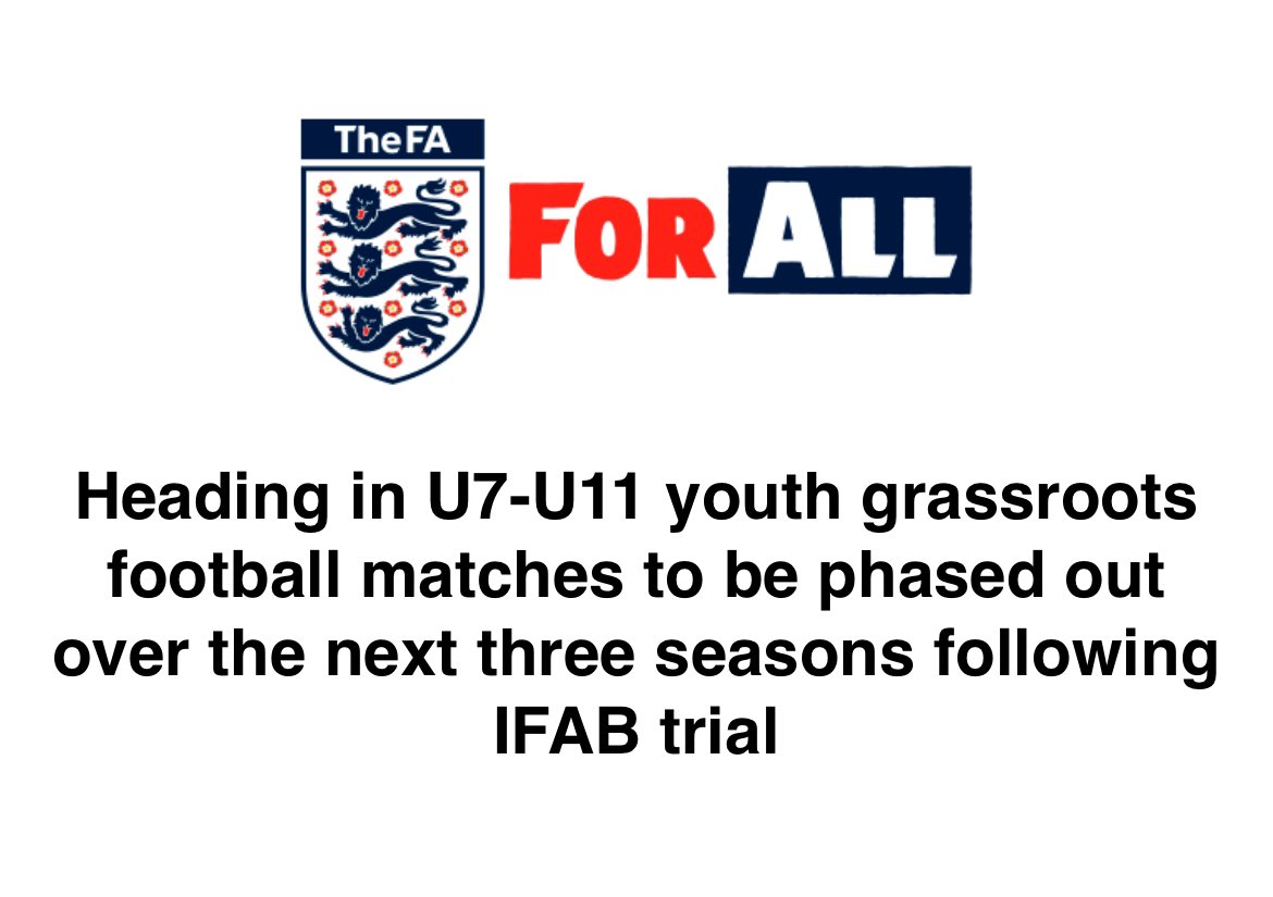 @theFA not content with ruining the adult game , they’ve not decided to completely ruin grassroots too ! 

NO HEADING FROM U7-U11 !!!!!! So it’s not football then is it ? 

Maybe sort out the state of pitches in the uk and teams won’t need to hoof it in the air ! @savegrassroots