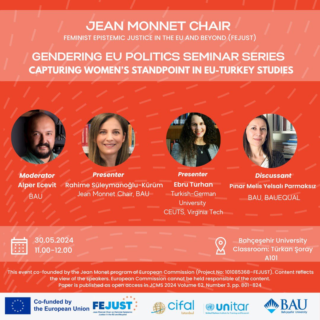 Join us for the 8th Gendering EU Politics Seminar Series:Capturing Women's Standpoint in EU–Turkey Studies. Discover a gendered research synthesis and citation analyis on EU-Turkey studies, explore the knowledge guiding EU-Turkey relations and EU Studies from a gender perspective