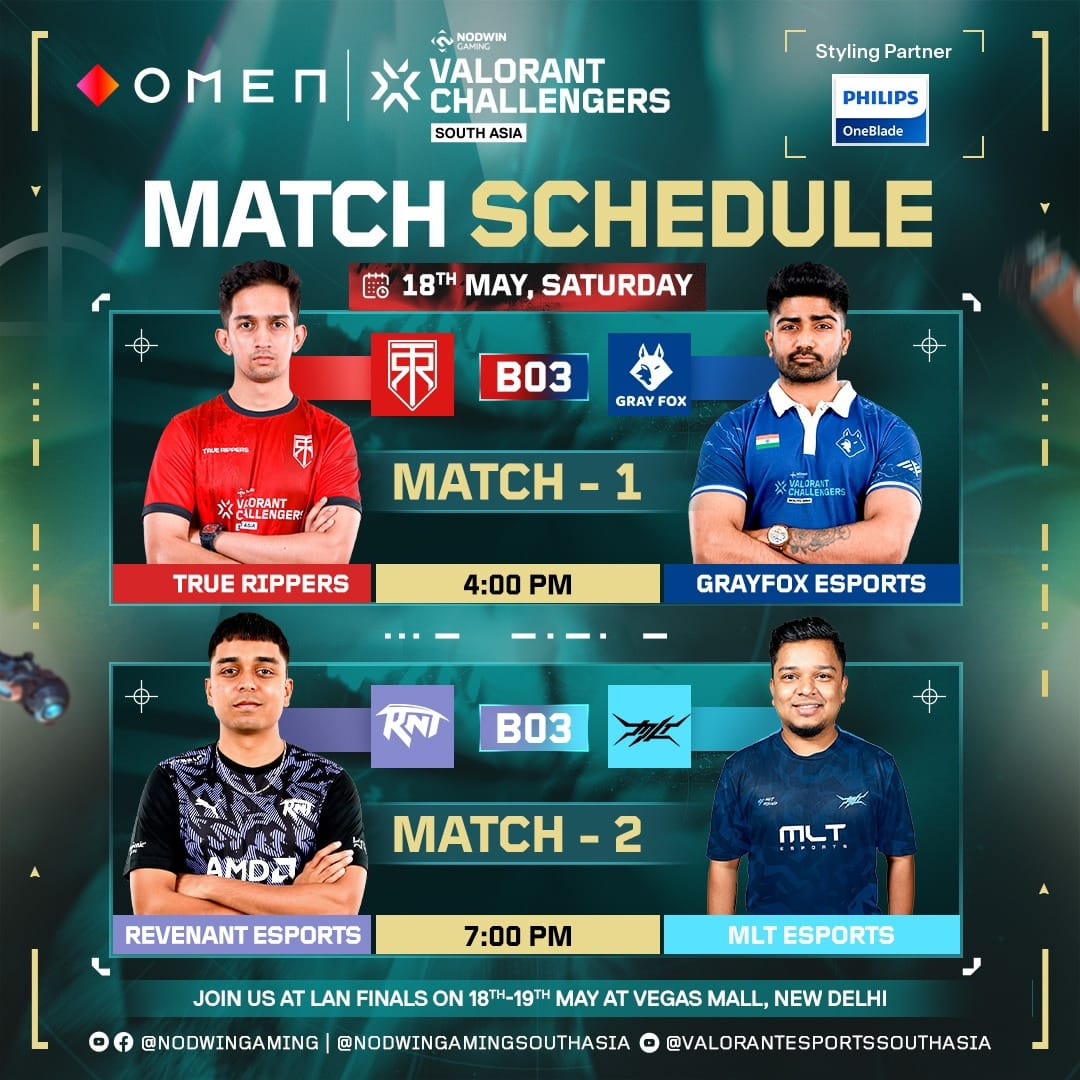 The moment we've all been waiting for! 🔥 Join us tomorrow for the OMEN VALORANT Challengers South Asia Cup 2 LAN Final in Delhi! Are you ready for the ultimate showdown? 😍 Join us at Vegas Mall, Dwarka 📅:18-19th May 2024 🏆Prizepool INR 1 Crore + See you at the finals 💫👀