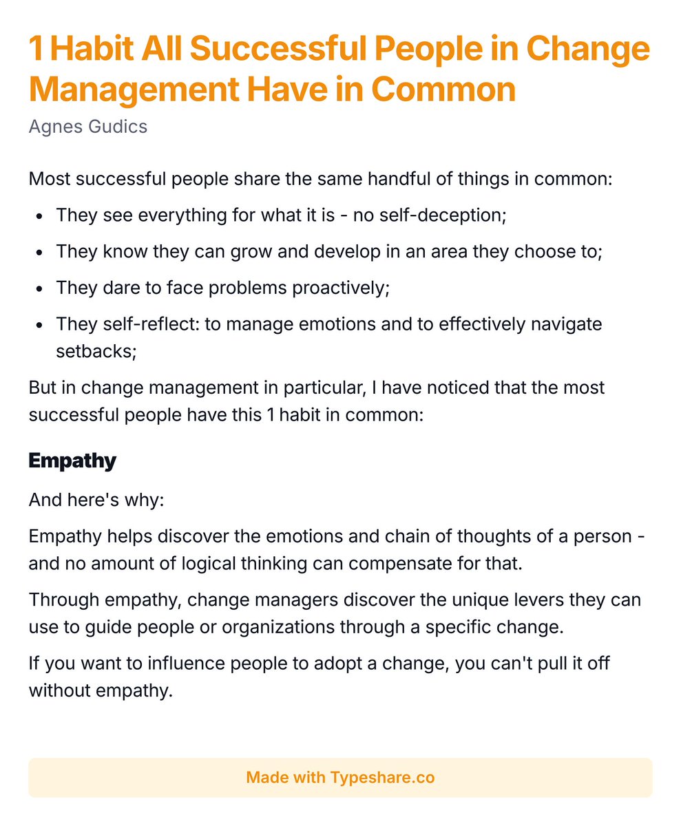 AgnesGudics's tweet photo. 1 Habit All Successful People in Change Management Have in Common https://t.co/NZPq4FMTH8