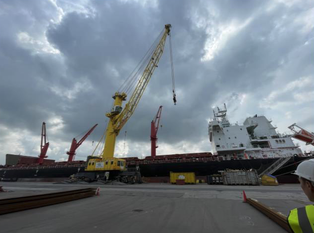 chambercustoms's tweet photo. Big thanks to @NASS_Steel for hosting us yesterday! 🙏 Emmanuel Gianquitto, our Head of Training & Consultancy kicked off with a factory tour at Peel Ports Group, observing steel coil offloading 🏗️, then delivered a talk on CBAM.
🌍 #CBAM #CustomsConsultancy https://t.co/aan7nmk5Cg
