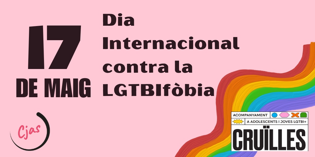 centrejove's tweet photo. Ets adolescent o jove i tens dubtes o consultes sobre temes LGTBI+?  Has sentit discriminació per la teva orientació o identitat? 🏳️‍🌈🏳️‍⚧️
Avui Dia Internacional contra la LGTBIfòbia recordem la importància del nostre espai CRUÏLLES, per acompanyar a adolescents i joves LGTBI+ 👬⚧️👩‍❤️‍👩 https://t.co/yzkskyPLdk