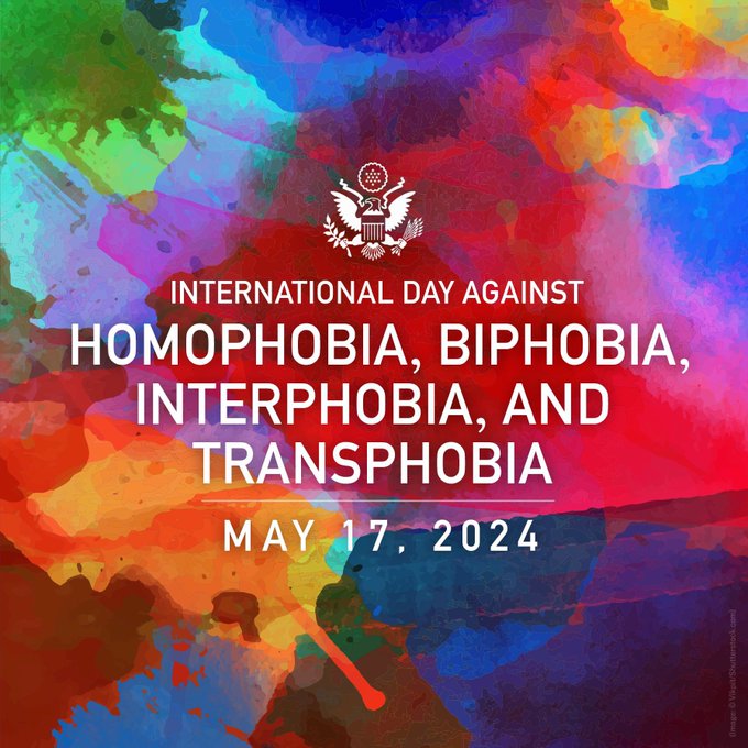 Today marks International Day Against Homophobia, Biphobia, Interphobia, & Transphobia – an important reminder to stand up against hatred in our world, because everyone deserves equal human rights, no matter who they are or love. ❤️🧡💛💚💙💜 #IDAHOBIT @US_SE_LGBTQI