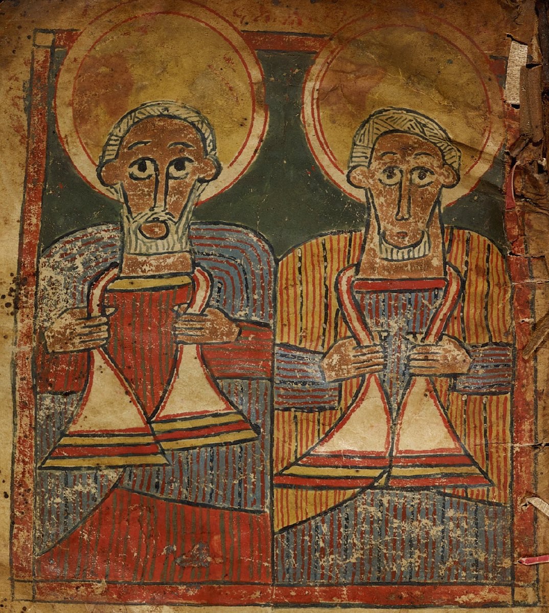 'Hold on to your scarves, my dear Apostles!'

Ethiopia, 15th–16th c.   #apostle #nathanael #scarf #africanfashion #africanart