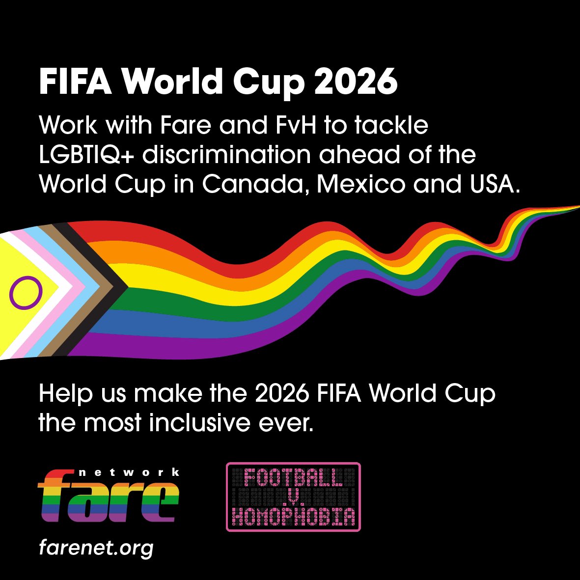 This #IDAHOBIT Fare is proud to announce an initiative in the run-up to the World Cup in USA, Mexico and Canada. Together with our friends @FvHtweets we are offering grants to support LGBTIQ+ organisations in the host countries and Europe to work together.