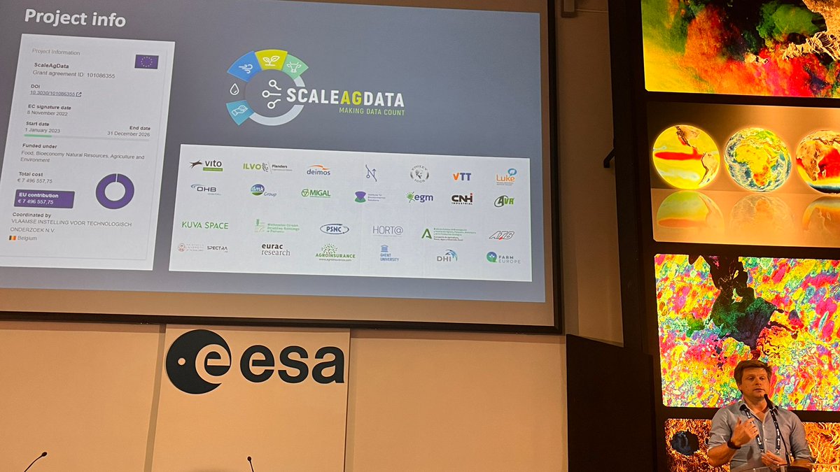 🆕 A collaboration on Agriculture Science just kicked-off ➡️ eo4society.esa.int/2024/05/16/a-c… 🧑‍🌾🛰️🌱 @LaurentTits @VITO_RS_ presenting @scale_ag_data at @esa's Agri Science Cluster meeting 🤩 ➡️ scaleagdata.eu/en #synergy #makingdatacount #EO for #Agriculture