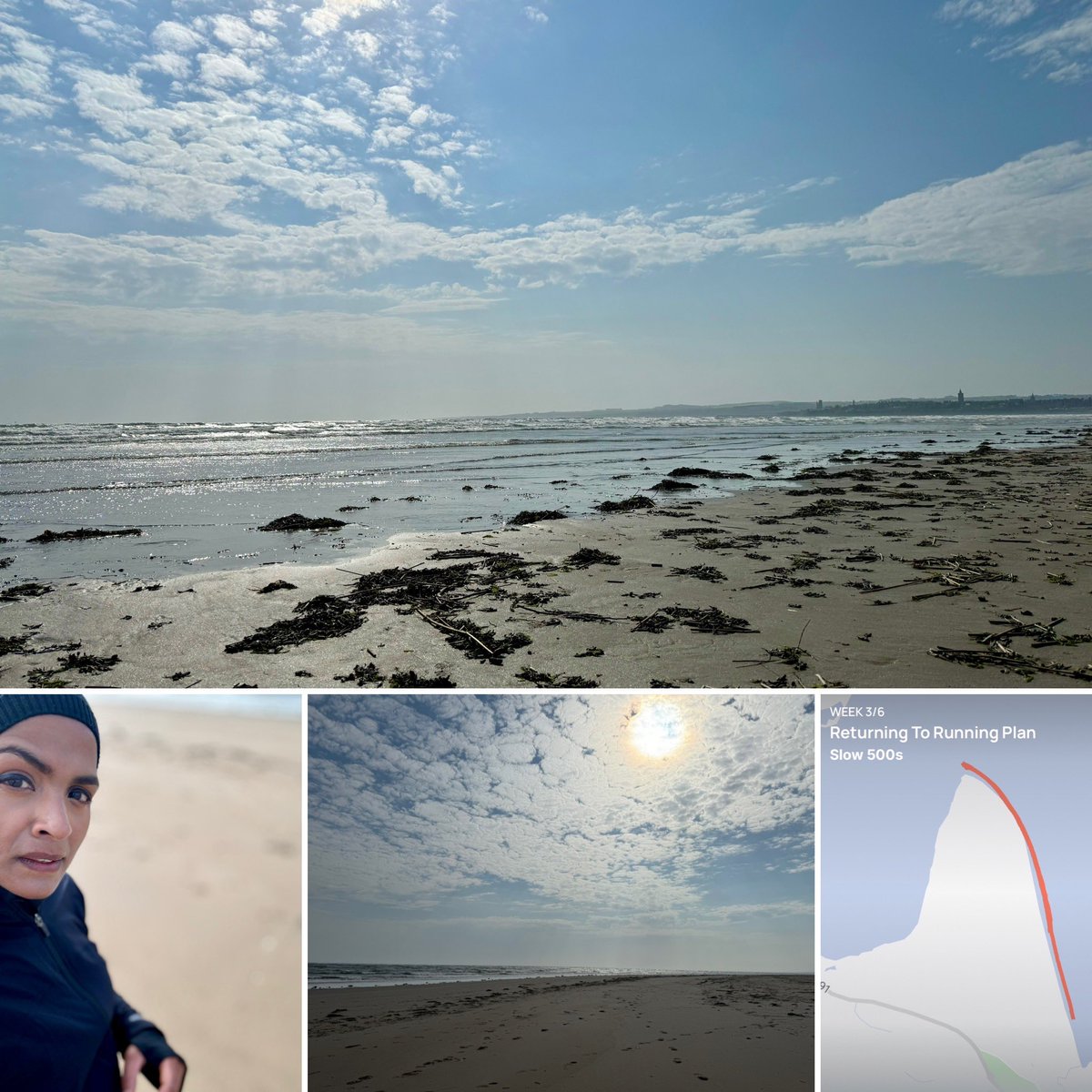 Pure joy this morning 💙 A missed #run from previous week on my back to 5k plan. I’ve lacked motivation lately but had to get out for a run on such a beautiful day #beachrun in my favourite place of all #westsands #standrews So much to be grateful for Alhamdullilah. 
☀️ 🌊 🏃🏾‍♀️