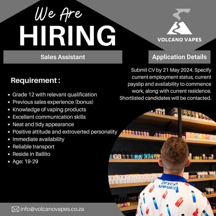 Exciting News! 🎉 We're opening a new store in Ballito! Join us for the best vaping products and top-notch customer service. Stay tuned for our grand opening date! 📍 Location: Ballito 📧 Apply: info@volcanovapes.co.za See you soon at Volcano Vapes Ballito! 🚀