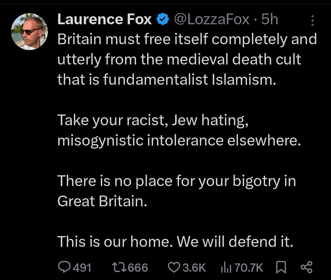 Larry Flop shouting 'I'm the Guvnor (of racism) round here!!!' from his balcony of bigotry, fearful that there may be some new, younger and sexier racists on the block.
