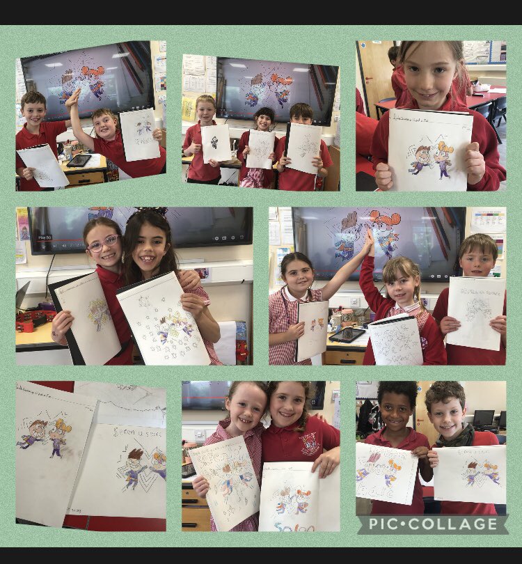 YsgolPenyGarth's tweet photo. Dosbarth 3/4J- Gwaith celf anhygoel heddiw! Excellent art work today! ๐๐ #siarteriaith #SerenaSbarc #HuwAaron https://t.co/dQVmEz9S4l